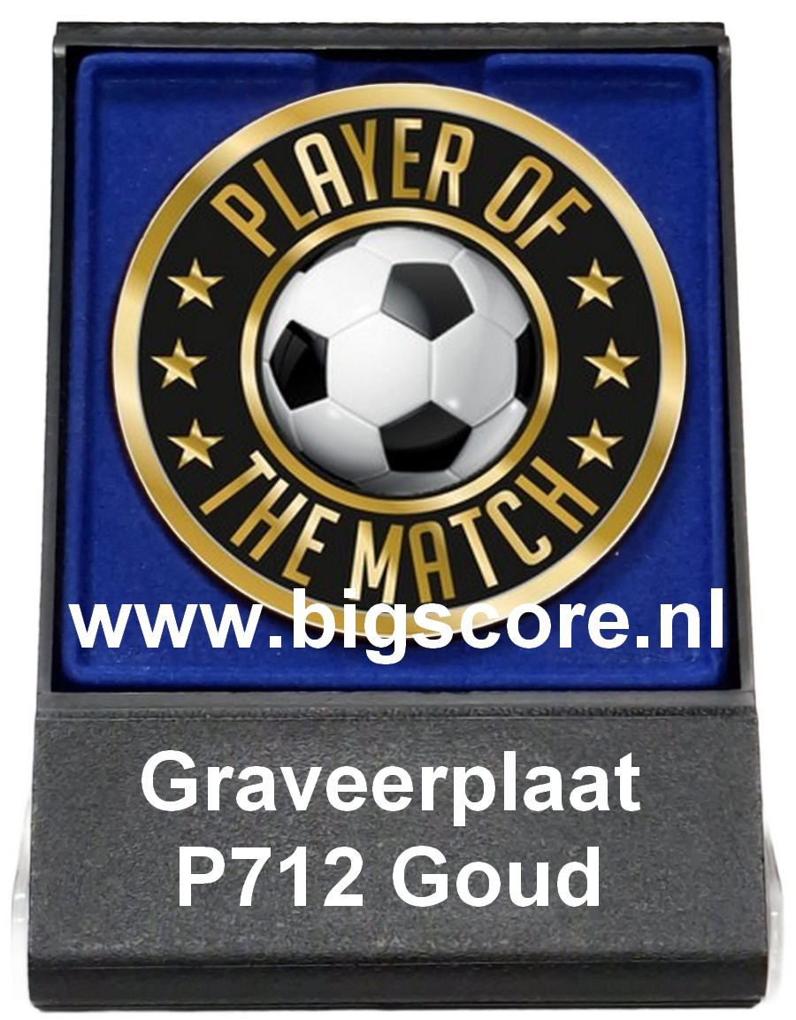 Voetbal Player of the match Acryl in medailledoosje Blauw-Zwart G/Z/B